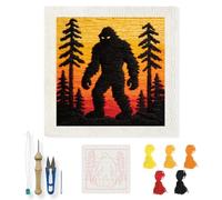 INFUNLY Gorilla Punch Needle Embroidery Kit DIY Punch Embroidery Kit for Adults 24×24cm Forest Needlepoint Starter Set Wild-man Needles Stitching Kits with Instruction for DIY Craft Lovers Gift