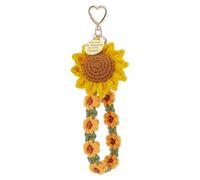 INFUNLY Handmade Crochet Sunflower Keychain Daisy Wristlet 4.7Inch/12cm Crochet Keychains with Daisy Wristband Flower Purse Charm Bracelet Keychain for Bag Car Diy Ornament Women Gift