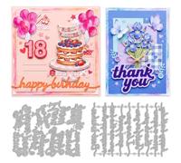 INFUNLY Happy Birthday Die Cuts for Card Making Blessing Words Cutting Dies Birthday Texts Metal Die Cuts for DIY Scrapbooking Embossing Invitation Photo Album Decor