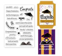 INFUNLY Happy Graduation Clear Stamps for Card Making Grad Congrats Words Clear Stamps Graduat Silicone Stamps Goodbye Rubber Stamps Congrats Text Transparent Stamps for DIY Scrapbooking Album Decor