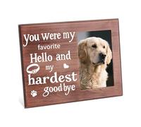 INFUNLY Hardest Goodbye Pet Memorial Frame Wooden Pets Memorial Frame with Stand 10x7.7 Collar Pets Tribute Picture Frames Furry Friend Loss Picture Frames for Loss Pet Sympathy Remembrance Gift