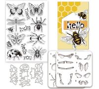 INFUNLY Insect Stamp and Dies Spider Painting Stencils A4 Size Butterfly Clear Stamps and Cutting Die Animal Hollow Painting Stencil Set for DIY Card Making Scrapbooking Craft Home Decor