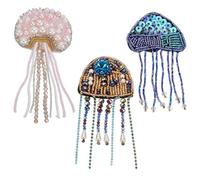 INFUNLY Jelly Fish Beaded Patch Rhinestone Sequin Jelly Fish Patches for Clothes Sea Creatures Patches with Tassel Sew on Applique Handmade DIY Patch Applique for Bags Hats Jeans Jackets Dress