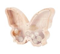 INFUNLY Large Wooden Butterfly Piggy Bank 9.8x7.1x1.6 Wood Animal Coin Money Banks for Adults Butterflies Shaped Storage Tank Unbreakable Reusable Clear Money Savings Box Gift for Birthday Graduation