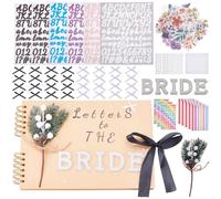 INFUNLY Letters to The Bride Scrapbook Pearl Stickers Kit 30 Pages 11.7x8.3" Wedding Memory Book Metallic Letters DIY Blank Paper Scrapbook Photo Album Guest Book with Bows Xmas Pine Needle Cuttings