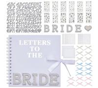 INFUNLY Letters to The Bride Scrapbook Plant Sticker Kit 20 Pages 8x8" Wedding Memory Book Pearl Diamond stickers Bridal DIY Blank Paper Scrapbook Photo Album Guest Book with 3 Colour Bows