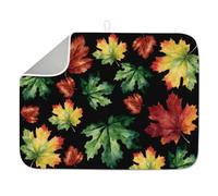 INFUNLY Maple Leaf Dish Drying Mat for Kitchen Fall Leaves Dish Drainer Mats Absorbent Microfiber Autumn Dishes Drying Pad 18x24 Inches Machine Washable for Home Countertop Coffee Bar