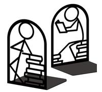 INFUNLY Matchmaker Bookends Decorative Metal Book Ends for Shelves 4.7"×7.1" Non-Skid Heavy Duty Bookends Unique Office Desk Book Stand for Heavy Books Black Book Stopper to Hold Books Great Gift Idea