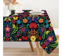 INFUNLY Mexico Tablecloth Rectangle 60 x 90Inch Halloween Cinco de Mayo Table Cloth Fiesta Party Day of The Dead Table Cover Mexico Colorful Floral Tablecloth Wipeable for Kitchen Picnic Dinner Decor