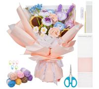 INFUNLY Mixed Bouquet Crochet Kits for Beginners Complete Flower Bouquet Crochet Kits for Adults Kids Starters with Instruction and Video Tutorials Crochet Kit Gift for Mother's Day Wedding Birthday