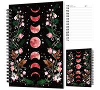 INFUNLY Moon Phase Spiral Notebook 5.5x8.3 Inch Gothic Floral Notebook Journal 160pages Spiral Journal Ink-Proof Pages Lay-Flat Coil Aesthetic Lined Notepad for Note Taking Office Women Gift, Black