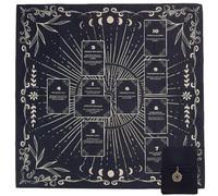 INFUNLY Moon Phase Tablecloth Kit Black Altar Cloth with Tarot Card Bag 30x30 Witch Fortune Teller Tablecloth with Pentacle Deko Sacred Divination Cloth for Cards Reading Crystals Spiritual Rituals