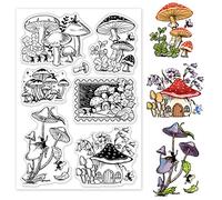 INFUNLY Mushroom Clear Stamps Mushroom Rubber Stamps Dreamy Floral Mushroom Transparent Silicone Stamps Magic Mushroom Clear Stamps for Card Making DIY Scrapbooking Photo Album Decor