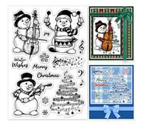 INFUNLY Music Symbol Clear Stamps for Card Making Snowman Silicone Stamp Musical Instruments Words Transparent Rubber Stamps Christmas Seal for DIY Scrapbooking Photo Album Decor Crafts