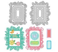 INFUNLY Nesting Frame Die Cut FLace Flower Eage Metal Die Cut Rectangle Border Cutting Dies for Card Making DIY Scrapbooking Album Decorative Embossing Paper Dies