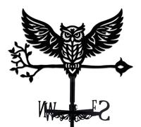 INFUNLY Owl Weather Vane Owl Metal Weathervane Retro Owl Wind Vane Animal Black Iron Weathercock Garden Owl Hollow Wind Direction Indicator for Outdoor Yard Roof Farmhouse Paddock Decor 14.1x10.6Inch