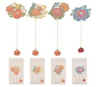 INFUNLY Peony Metal Bookmarks with Chain Romantic Bookmark Flower Book Page Marker Metal Charm Bookmark for Women Gift for Book Lover Readers Writers Teachers Students Birthday Graduation