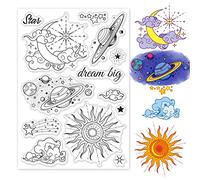 INFUNLY Planet Clear Stamps for Card Making Universe Star Silicone Stamp Dream Big for DIY Scrap-booking Decoration Album Crafts