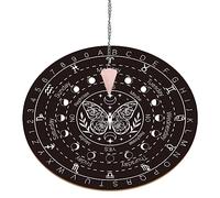 INFUNLY Rose Butterfly Wooden Pendulum Board with Pendulum Crystal Necklace 10x10 Pendulum Board Dowsing Divination Metaphysical Message Board Birthday Gift for Witchcraft Wiccan Altar Supply