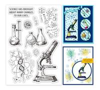 INFUNLY Science Clear Silicone Stamps 6.3"x4.3" Experiments Clear Stamps for Card Making Research Transparent Stamps Manuscript Rubber Stamps for Decoration DIY Scrapbooking Photo Album