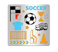 INFUNLY Soccer Stencil for Painting Stainless Steel Sport Football Drawing Stencils 6.15 inches Championship Trophy Metal Stencil for DIY Painting Scrapbooking Decor