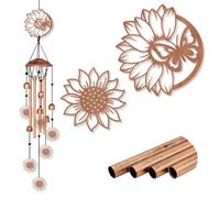 INFUNLY Sunflowers Wind Chimes for Outside Butterfly Metal Wind Chime Aluminum Windchime Tubes Memorial Wind-Bell Retro Music Windchimes with Bells for Yard Garden Decor Housewarming Birthday Gift