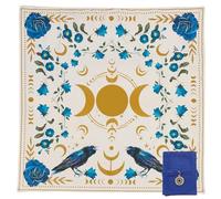 INFUNLY Tarot Cards Bag Tablecloth Kit Moon Phase Table Altar Cloth 30x30 Velvet Tarot Tablecloth with Witchcraft Pendant Crow Divination Cloth for Cards Reading Crystals Spiritual Rituals
