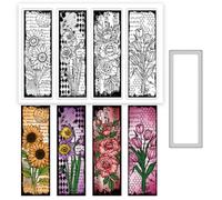 INFUNLY Vintage Bookmark Clear Stamps and Dies for Card Making Sunflower Rose Stamps and Die Cuts Flower Words Silicone Stamp Rectangular Embossing Template for DIY Scrapbooking Album Journal Decor