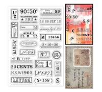 INFUNLY Vintage Number Clear Stamps for Scrapbooking 6.3x4.3 Retro Air Ticket Postmark Rubber Stamp Reusable Postage Transparent Stamps for Card Making Photo Journal Album Crafting Decoration