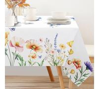 INFUNLY Vintage Wildflower Tablecloth 60x90 Inches Spring Floral Tablecloth Rectangular Wild Flower Table Cloth Polyester Butterfly Table Cover for Kitchen Dinner Picnic Party Farmhouse Wedding Decor