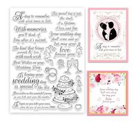 INFUNLY Wedding Words Clear Stamps for Card Making Blessing Word Silicone Stamps Happy Wedding Clear Stamp Ring Cake Transparent Stamp Seal Reusable for DIY Crafts Invitation Photo Album Decor