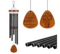 INFUNLY Wind Chimes with Bible Verse 11.8x6.3" Aluminium Wind Chimes Inspirational Poem Music Windchimes Cross Religious Windchimes Wind Bell Faith Based Gifts for Family Christmas Baptism Communions