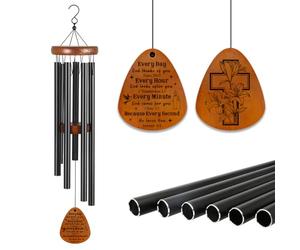 INFUNLY Wind Chimes with Bible Verse 11.8x6.3" Aluminium Wind Chimes Inspirational Poem Music Windchimes Cross Religious Windchimes Wind Bell Faith Based Gifts for Family Christmas Baptism Communions