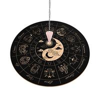 INFUNLY Wooden Pendulum Board Yin Yang Twelve Constellations Witch Dowsing Divination Planchette Board 7.9" Wooden Ouija Boards Metaphysical Message Board for Beginners, Witchcraft Altar