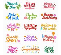 INFUNLY Word Die Cut for Card Making Blessing Word Metal Cutting Dies Congratulations Die Cuts Happy Birthday Embossing Stencils Template for DIY Scrap-Booking Decor Wedding Birthday Easter Card