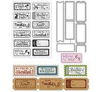 INFUNLY Words Stamps and Dies Holiday Cutting Dies and Clear Stamps for Card Making DIY Scrapbooking Paper Album Decor Birthday St. Patrick's Day Easter Day Gift
