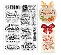 INFUNLY Words Stamps Blessing Words Clear Stamps for Card Making Thank You Transparent Stamps Happy Birthday to You Rubber Stamps for DIY Scrapbooking Pumpkin Stamps for Crafts Photo Album Decor