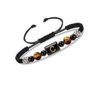 INFUPNET Initial Bracelet For Men, Rope Matching Bracelets For Couples, Adjustable Handmade Braided Bracelet For Christmas Birthday Gifts To My Son/Men, Black-Initial C