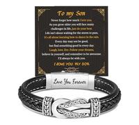 INFUPNET Leather Bracelet Gifts For Son/Husband/Men,Mens Bracelet With Stainless Steel Adjustable Clasp,Infinity Bracelet Jewelry Gifts For Birthday Christmas Anniversary, Style C-Son, no gemstone