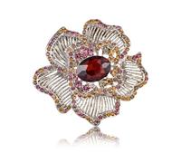 INFUPNET Vintage Style Crystal Flower Brooch Pin, Antique Gold Tone, Multiple Color Options, 1 inches, Metal, no gemstone