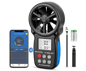 INFURIDER Digital Wireless Anemometer with APP via Bluetooth,YF-866APP Handheld Wind Speed Meter Wind Speed Gauge for Measuring Wind Speed/Temperature with Backlit and Max/Min/Avg