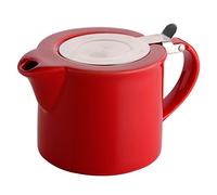 Infuse - Ceramic Teapot I Red 500ml Tea Infuser with Stainless Steel Clasp Close Lid I Quality Glazed Stoneware Teapot for Tea Brewing, Gift Boxed Packaged