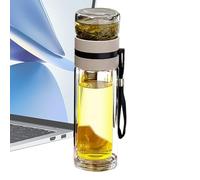 Infuser Travel Mug - Brewing Cup with Loose Leaves Strainer, Double Wall Design, Heat Resistant Glass Bottle, Leakproof Lid Construction | with Portable Handle for Loose Leaf Fruit Infused