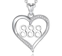 INFUSEU Angel Number Necklace, 925 Silver Number Multiple Colour Charm Necklace 111 222 333 444 555 666 777 888 999, Lucky Pendant Choker Jewelry for Women