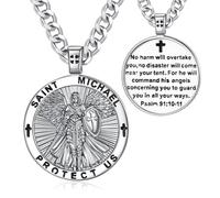 INFUSEU Catholic Protection Faith Necklace Collection, Virgin Mary St Benedict St Christopher St Florian St Joan of Arc, S, Rhodium Plated, No Gemstone