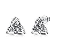 INFUSEU Celtic Knot Earrings for Women 925 Sterling Silver Trinity Stud Jewelry Earring Irish Triquetra Love Knot Jewellery Gifts for Her