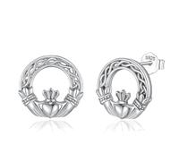 INFUSEU Claddagh Earrings for Women 925 Sterling Silver Celtic Knot Jewelry Earring Irish Triquetra Love Knot Jewellery Gifts for Her