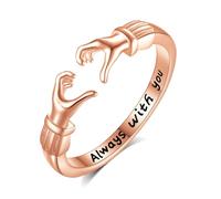 INFUSEU Cute Heart Ring Women Teen Girlfriend Friendship Promise Love Gifts for Her Daughter Young Hope Always with You Pinky Toe Rings Hug Open Band Jewelry Small Adjustable Size Rose Gold