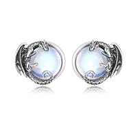 INFUSEU Dragon Earrings for Women 925 Sterling Silver 18K Rosegold Gothic Viking Moonstone Jewelry Earring Animal Jewellery Gifts for Her