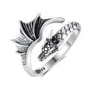 INFUSEU Dragon Rings for Women 925 Sterling Silver Open Adjustable Animal Viking Ring Gothic Jewelry Gift for Women